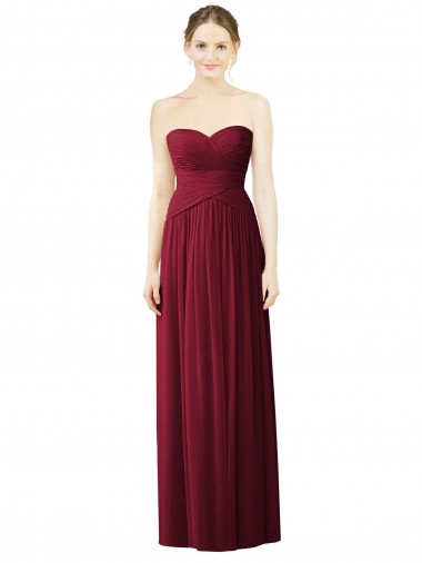 Long Sleeveless Soft Chiffon Burgundy Sweetheart A-Line Evening Dress / Bridesmaid Dress Newcastle