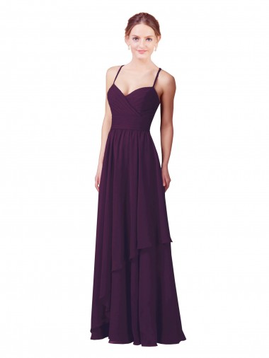 Long Sleeveless Soft Chiffon Grape Sheath Bridesmaid Dress Newcastle
