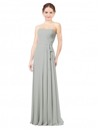 Long Sleeveless Soft Chiffon Silver A-Line Bridesmaid Dresses Newcastle