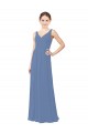 Long Sleeveless Soft Chiffon Windsor Blue Sheath Bridal Party Dress Newcastle