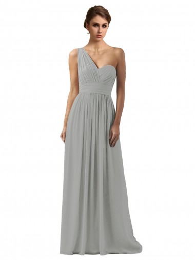 Long Sleeveless Soft Chiffon Silver A-Line Bridesmaid Dress Newcastle