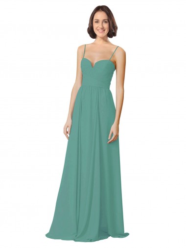 Long Sleeveless Soft Chiffon Icelandic Silver Spaghetti Straps A-Line Bridesmaid Dress Newcastle