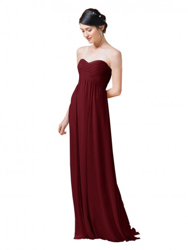 Long Sleeveless Soft Chiffon Burgundy A-Line Bridesmaid Dresses Newcastle