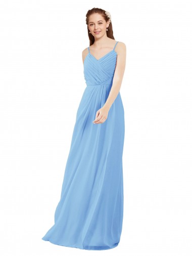 Long Sleeveless Soft Chiffon Periwinkle Sheath Bridesmaid Dress Newcastle