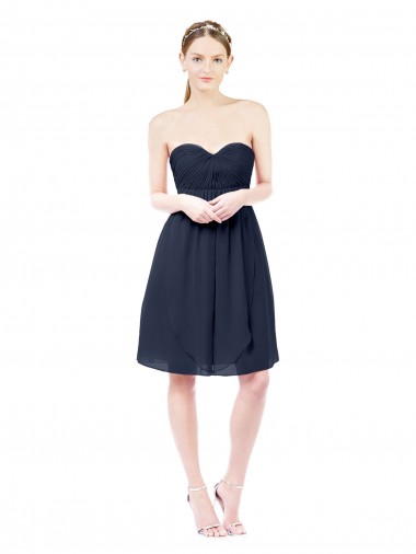 Knee Length Sleeveless Soft Chiffon Dark Navy A-Line Bridesmaid Dress Newcastle