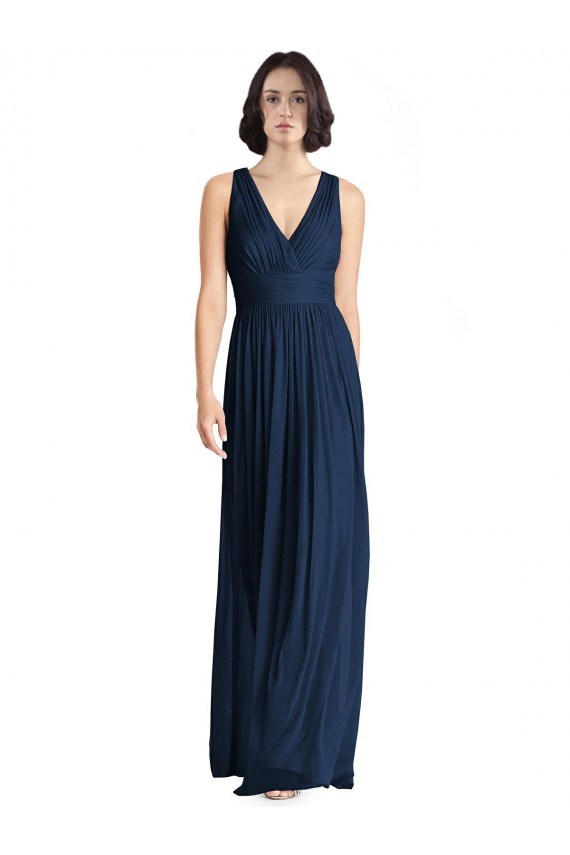 Long Floor Length Sleeveless Chiffon Dark Navy A-Line Bridesmaid Dress Newcastle