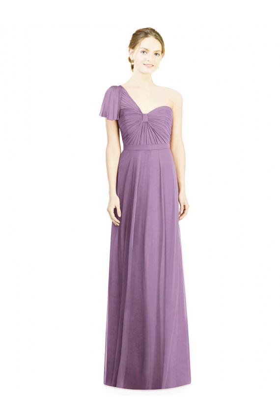 Long Flutter Sleeves Soft Chiffon Dark Lavender A-Line Formal Dress / Bridesmaid Dress Newcastle