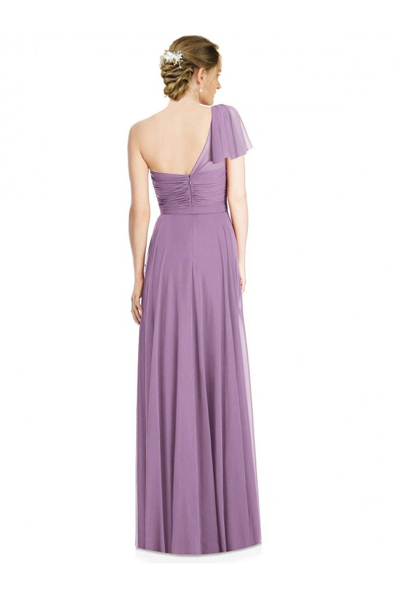 Long Flutter Sleeves Soft Chiffon Dark Lavender A-Line Formal Dress / Bridesmaid Dress Newcastle