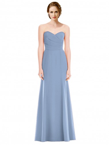 Long Sleeveless Soft Chiffon Dusty Blue Sweetheart Mermaid Bridesmaid Dress Newcastle