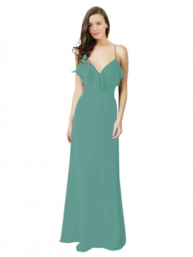Long Sleeveless Soft Chiffon Icelandic Silver A-Line Bridesmaid Gown Newcastle