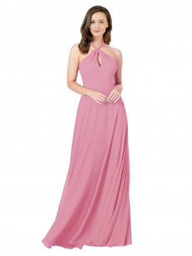 Long Sleeveless Soft Chiffon Skin Pink A-Line Prom Dress / Bridesmaid Dress Newcastle