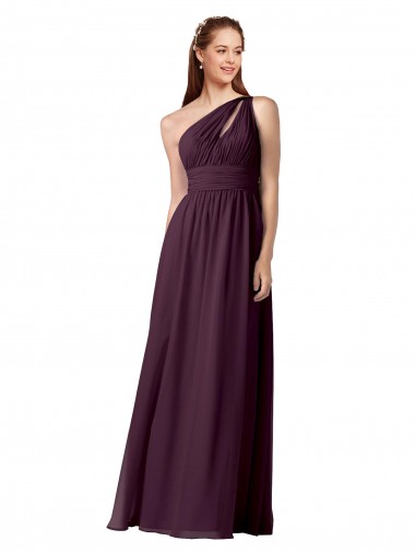 Long Floor Length Sleeveless Chiffon Grape One Shoulder A-Line Bridesmaid Dress Newcastle
