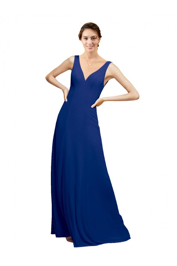 Long Floor Length Sleeveless Chiffon Royal Blue A-Line Bridesmaid Dress Newcastle