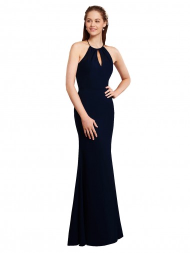 Long Sleeveless Soft Chiffon Dark Navy Mermaid Bridesmaid Dress Newcastle