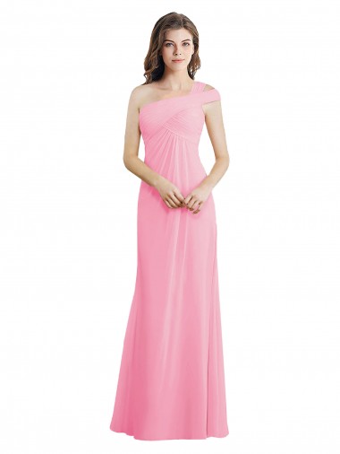 Long Sleeveless Chiffon Barely Pink A-Line Bridesmaid Dress Newcastle