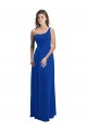 Long Sleeveless Soft Chiffon Royal Blue One Shoulder A-Line Bridesmaid Dress Newcastle