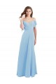 Long Cold Shoulder Soft Chiffon Light Sky Blue A-Line Bridesmaid Dress Newcastle