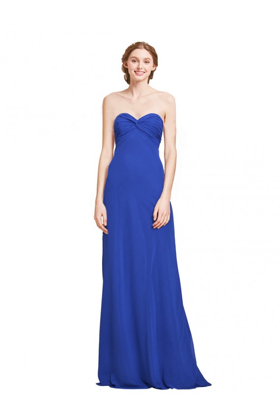 Long Sleeveless Soft Chiffon Royal Blue A-Line Bridesmaid Gown Newcastle