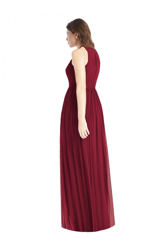 Long Sleeveless Soft Chiffon Lilac Halter Neck A-Line Bridesmaid Dress Newcastle