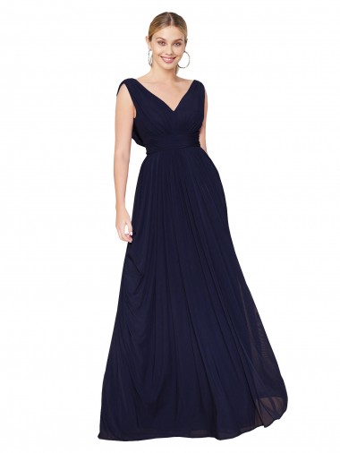 Long Sleeveless Soft Chiffon Dark Navy A-Line Formal Evening Gown / Prom Dress / Bridesmaid Dress Newcastle