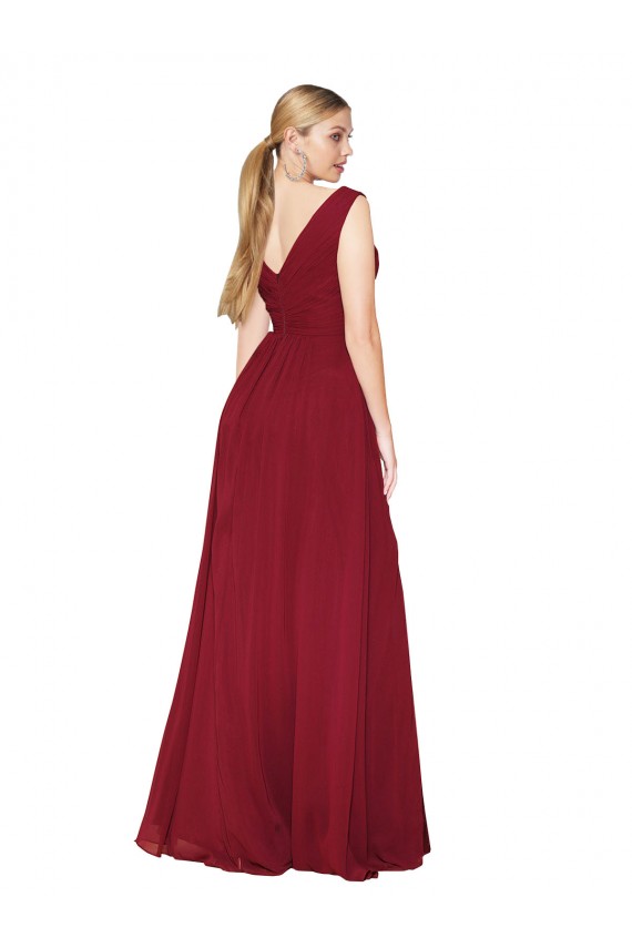 Long Sleeveless Soft Chiffon Burgundy A-Line Black Tie Evening Gown / Prom Dress / Bridesmaid Dress Newcastle