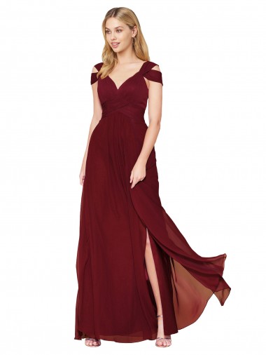 Long Sleeveless Soft Chiffon Burgundy A-Line Formal Evening Gown / Prom Dress / Bridesmaid Dress Newcastle