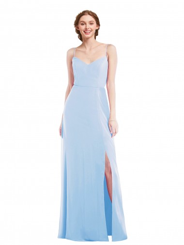 Long Sleeveless Soft Chiffon Light Sky Blue A-Line Formal Evening Gown / Bridesmaid Dress Newcastle