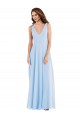 Long Sleeveless Soft Chiffon Light Sky Blue V-Neck A-Line Semi Formal Evening Dress / Bridesmaid Dress Newcastle