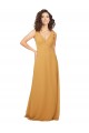 Long Sleeveless Soft Chiffon Saffron V-Neck A-Line Bridesmaid Dress Newcastle