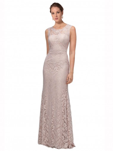 Long Sleeveless Lace Illusion Neck Mermaid Prom Dress / Bridesmaid Dress Newcastle