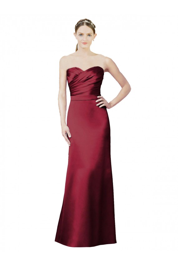 Long Sleeveless Satin Burgundy Mermaid Bridesmaid Dress / Evening Dress Newcastle