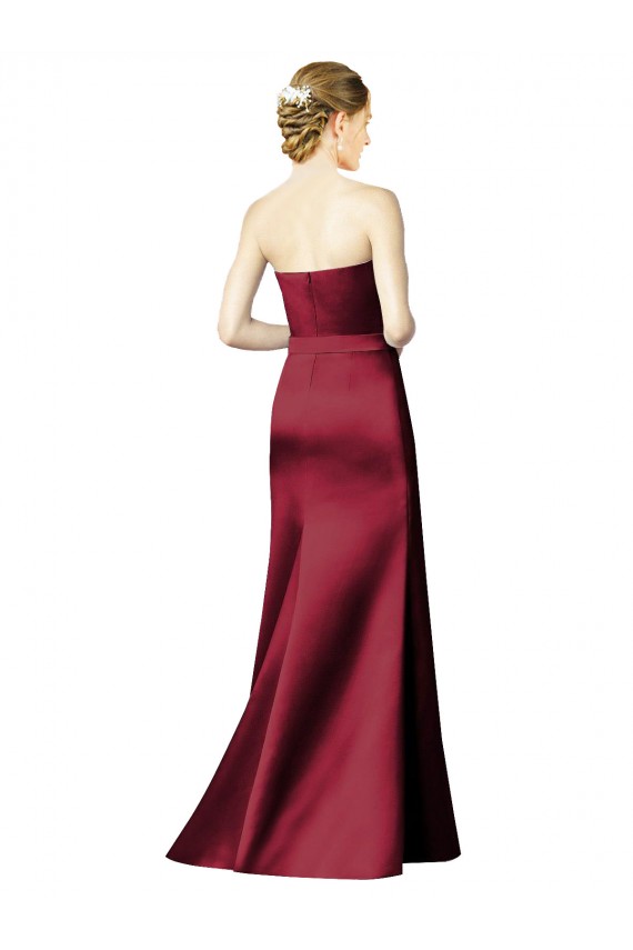 Long Sleeveless Satin Burgundy Mermaid Bridesmaid Dress / Evening Dress Newcastle