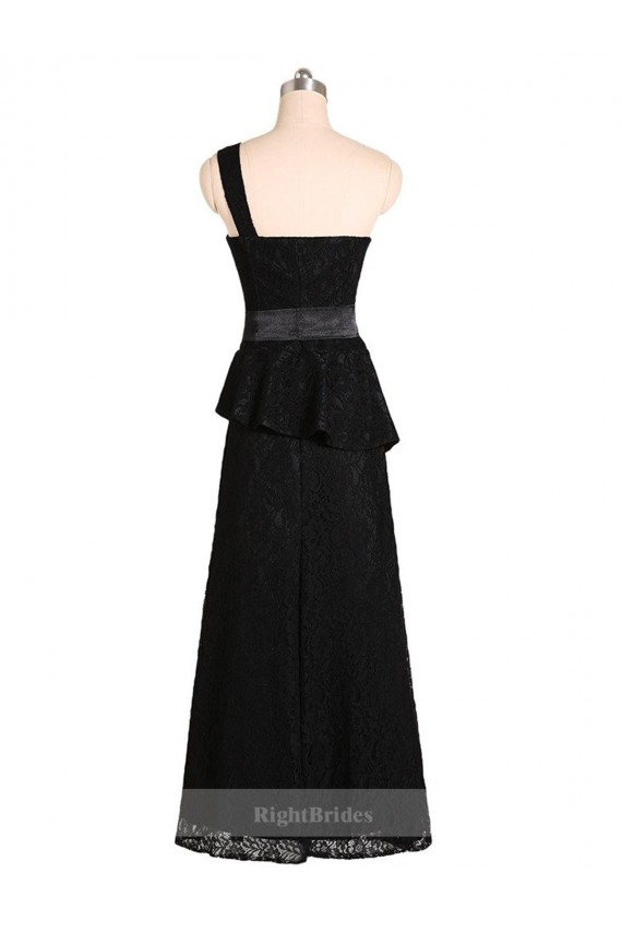 Long Sleeveless Satin Black One Shoulder Mermaid Bridesmaid Dress Newcastle