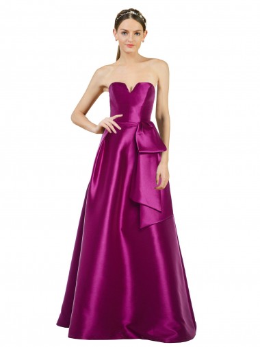 Long Sleeveless Satin Merlot A-Line Prom Dress / Bridesmaid Dress Newcastle