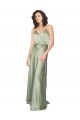 Long Sleeveless Silk like Satin Smoke Green A-Line Formal Evening Gown / Bridesmaid Dress Newcastle