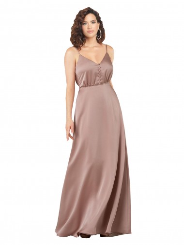 Long Sleeveless Silk like Satin Dusty Pink A-Line Formal Evening Gown / Bridesmaid Dress Newcastle