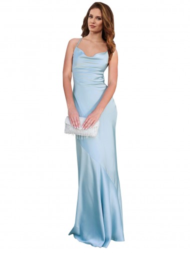 Long Sleeveless Silk like Satin Light Sky Blue Sheath Formal Evening Gown / Prom Dress / Bridesmaid Dress Newcastle