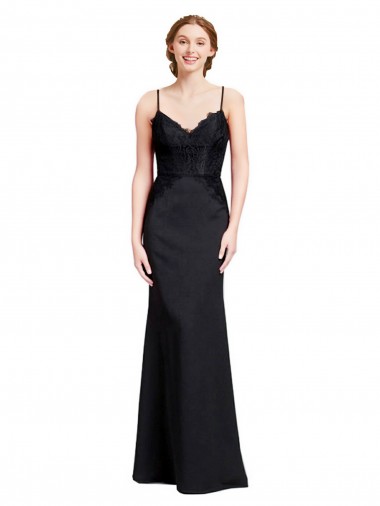 Long Sleeveless Stretch Crepe Black Mermaid Prom Dress / Bridesmaid Dress Newcastle