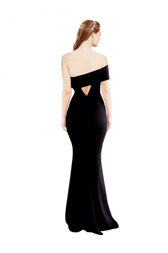 Long Sleeveless Stretch Crepe Black One Shoulder Mermaid Formal Evening Gown / Prom Dress / Bridesmaid Dress Newcastle