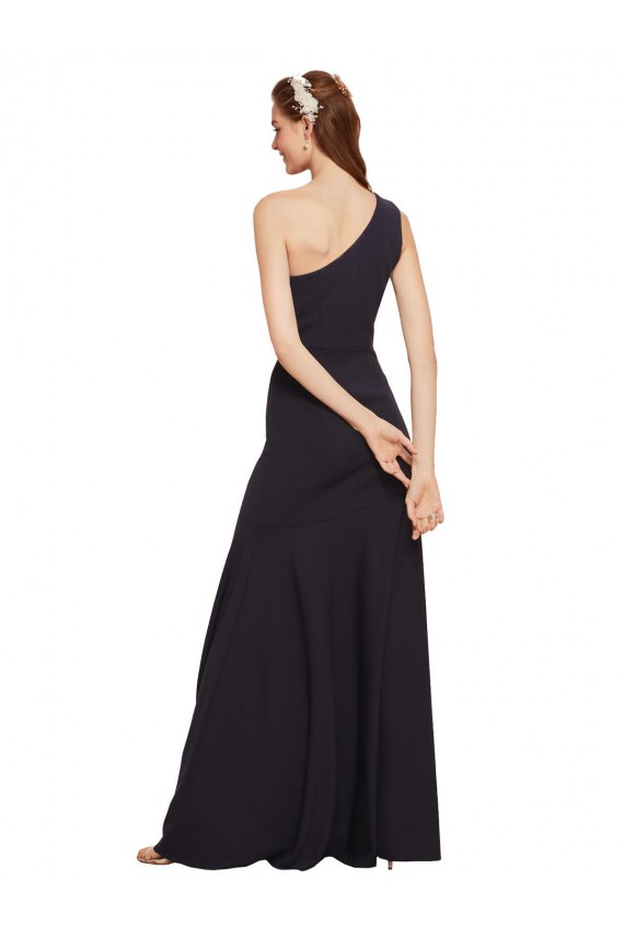 Long Sleeveless Stretch Crepe Dark Navy One Shoulder A-Line Formal Evening Gown / Prom Dress / Bridesmaid Dress Newcastle