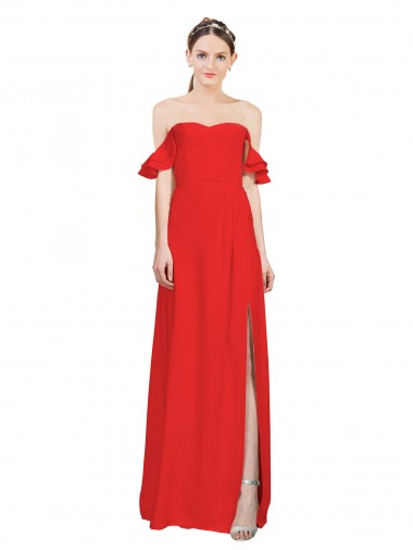 Long Sleeveless Stretch Crepe Red A-Line Formal Evening Gown / Prom Dress / Bridesmaid Dress Newcastle