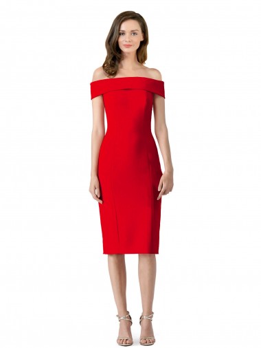 Cocktail Length Sleeveless Stretch Crepe Red Sheath Formal Evening Gown / Prom Dress / Bridesmaid Dress Newcastle