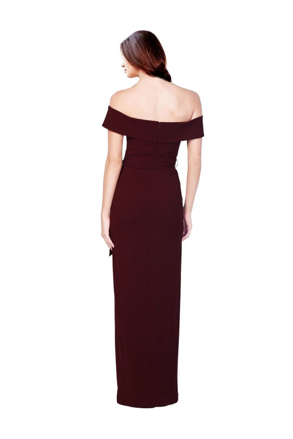 Long Sleeveless Stretch Crepe Burgundy Gold Off the Shoulder Mermaid Formal Evening Gown / Prom Dress / Bridesmaid Dress Newcastle