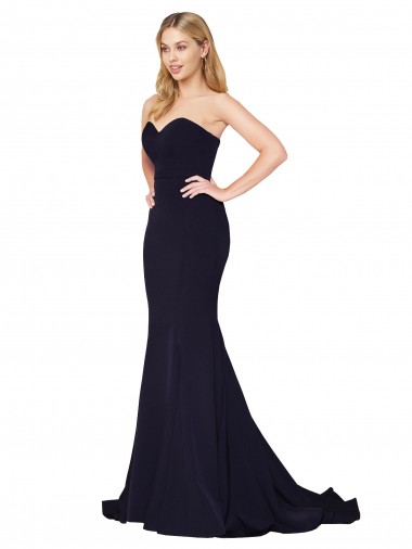 Sweep Train Sleeveless Stretch Crepe Dark Navy Mermaid Formal Evening Gown / Prom Dress / Bridesmaid Dress Newcastle