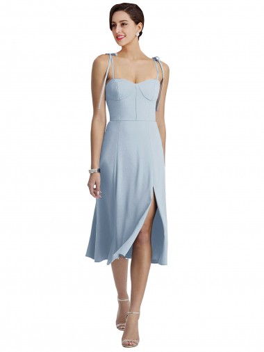 Midi Length Sleeveless Stretch Crepe Light Sky Blue A-Line Evening Gown / Prom Dress / Bridesmaid Dress Newcastle