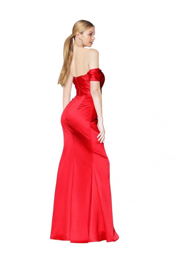 Long Sleeveless Stretch Satin Red Off the Shoulder Mermaid Formal Evening Gown / Prom Dress / Bridesmaid Dress Newcastle