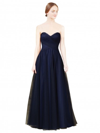 Long Sleeveless Tulle Dark Navy A-Line Bridesmaid Dress / Evening Dress Newcastle