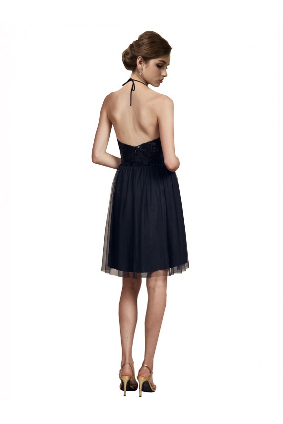 Knee Length Sleeveless Tulle Black A-Line Bridesmaid Gown Newcastle