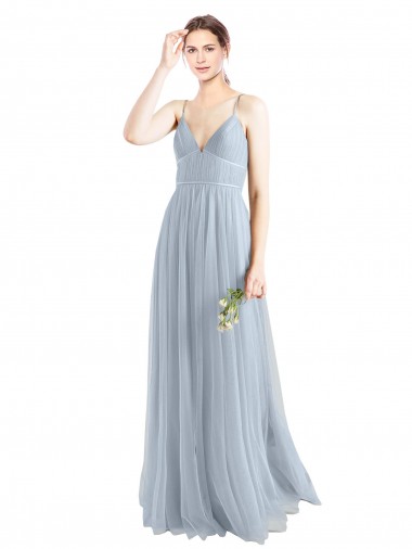 Long Sleeveless Tulle Light Sky Blue Spaghetti Straps A-Line Evening Dress / Bridesmaid Dress Newcastle