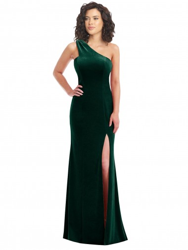 Long Sleeveless Stretch Velvet Dark Green Trumpet Black Tie Prom Dress / Bridesmaid Dress Newcastle